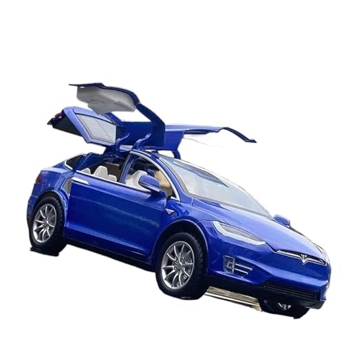 Druckgussfahrzeuge Motorfahrzeuge 1:24 for Tesla Modell X Skala Reibung Power Modell Auto Sound Und Licht Zurückziehen Modell Auto Geschenk Sammlung Fertiges Modellauto(Size:Blue) von PIPJLCGE