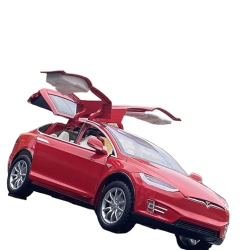 Druckgussfahrzeuge Motorfahrzeuge 1:24 for Tesla Modell X Skala Reibung Power Modell Auto Sound Und Licht Zurückziehen Modell Auto Geschenk Sammlung Fertiges Modellauto(Size:Red) von PIPJLCGE