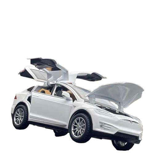 Druckgussfahrzeuge Motorfahrzeuge 1:24 for Tesla Modell X Skala Reibung Power Modell Auto Sound Und Licht Zurückziehen Modell Auto Geschenk Sammlung Fertiges Modellauto(Size:White) von PIPJLCGE