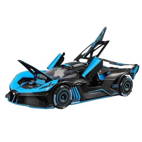 PIPJLCGE Druckgussfahrzeuge Motorfahrzeuge 1:24 Bugatti Bolide-Automodell Aus Druckgusslegierung Mit Sound Und Leichtem Rückzug, Geeignet for Die Sammlung Fertiges Modellauto(Blue) von PIPJLCGE