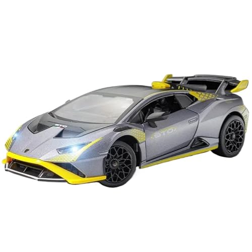 PIPJLCGE Druckgussfahrzeuge Motorfahrzeuge 1:24 FÜR Lamborghini Huracan STO Supersportwagen Legierung Sportwagen Modell Simulation Diecast Metal Vehicles Collection Fertiges Modellauto (Size : Gray) von PIPJLCGE