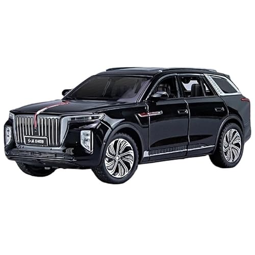 PIPJLCGE Druckgussfahrzeuge Motorfahrzeuge 1:24 Für HongQi EHS9 SUV Druckgussfahrzeug Miniaturmaßstab Statisches Automodell Erwachsenensammlung Display Fertiges Modellauto (Size : Black) von PIPJLCGE