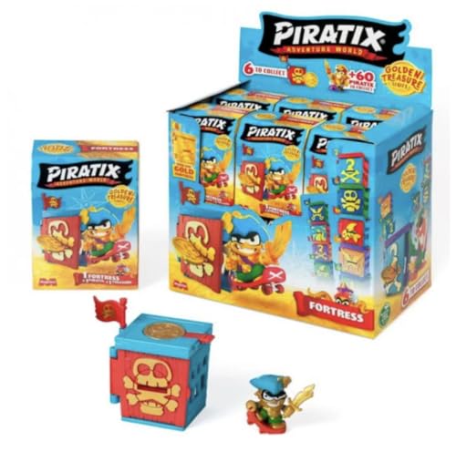 PIRATIX Goldschatz Serie - 1 Festung, Jede Box enthält 1 Überraschungsfestung, 1 Piratix Surprise, 1 Zubehör, 1 Exklusive Flagge und 1 exklusiven Schatz. von PIRATIX ADVENTURE WORLD