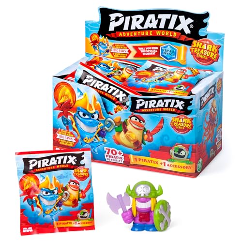 PIRATIX ADVENTURE WORLD Serie Shark Treasure, Box mit 24 Überraschungs-Umschlägen mit Sammlerfiguren der Serie Shark Treasure, jeder Umschlag enthält 1 Piratix Überraschung von PIRATIX ADVENTURE WORLD