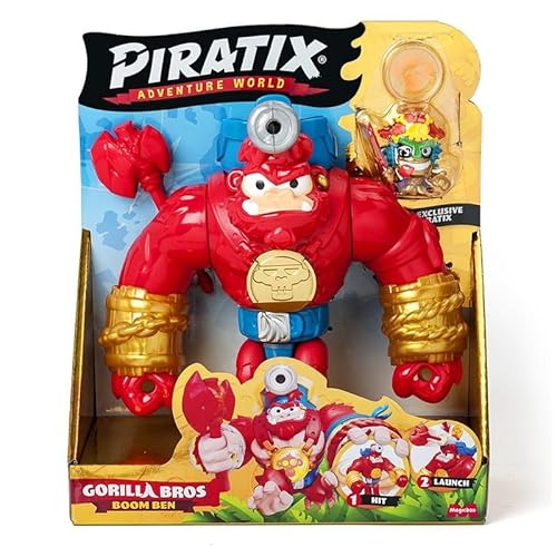 PIRATIX Smash Jack - Beweglicher Gorilla, der vertikal schlägt und mit einem Auslöser, enthält 1 Gorilla, 1 exklusiver Piratix, 1 exklusiver Schatz und 1 Projektil von PIRATIX ADVENTURE WORLD