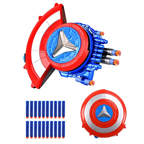 PIUMOJ Shield Launcher, Captain Schild, Defensive Shield and Shield Launcher, Hero's Launcher, Schild Weiche Bullet Launcher Spielzeug, Cosplay Requisiten Geschenk für Kinder von PIUMOJ