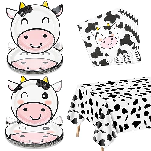 61 Pcs Kuh Druck Party Supplies, 40 Pcs Kuh Form Pappteller, 20 Kuh Druck Servietten, Kuh Druck Tischtuch für Mädchen Junge Kind Geburtstag, Baby-Dusche, Bauernhof Tier Thema Party, Serviert 20 61 Pcs Kuh Druck Party Supplies, 40 Pcs Kuh Form Pappteller, 20 Kuh Druck Servietten, Kuh Druck Tischtuch für Mädchen Junge Kind Geburtstag, Baby-Dusche, Bauernhof Tier Thema Party, Serviert 20 von PIXHOTUL