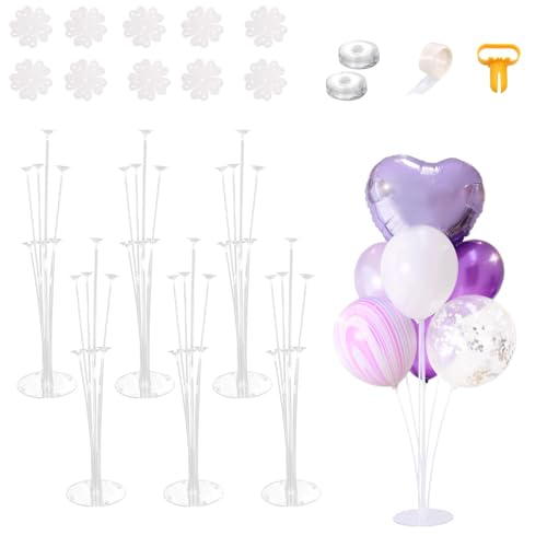 Ballon Tisch Stand Kits, 6 Set Ballon Centerpiece Stand Halter, 10 Stück Ballon Blume Clips Kit für Geburtstag, Baby Shower, Hochzeit Party von PIXHOTUL