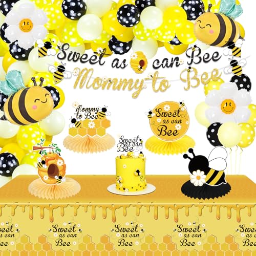 Bee Baby Shower Dekorationen, Bee Party Dekorationen - Sweet As Can Bee Banner, Bee Tischdecke, Bee Bumble Table Centerpieces, Cake Toppers, Balloons Garland for Baby Shower Gender Reveal Mom to Bee von PIXHOTUL