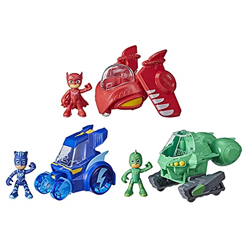 PJ Masks F2119 3-in-1-Jet, Vorschulspielzeug, Set mit 3 Fahrzeugen und 3 Action-Figuren für Kinder ab 3 Jahren, Multi von PJ Masks