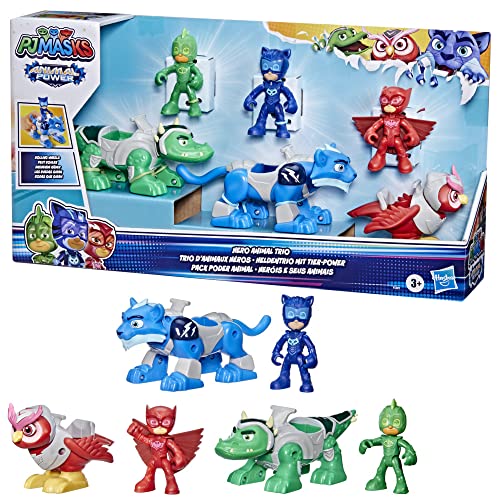 PJ Masks Animal Power Heldentrio mit Tier-Power, Vorschulspielzeug, Figuren- und Fahrzeug-Set für Kinder ab 3 Jahren von PJ Masks