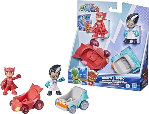 PJ Masks Owlette vs Romeo Fahrzeuge Battle-Pack Vorschulspielzeug, Fahrzeug und Action-Figurenset für Kinder ab 3 Jahren, F2842, Mehrfarbig von PJ Masks