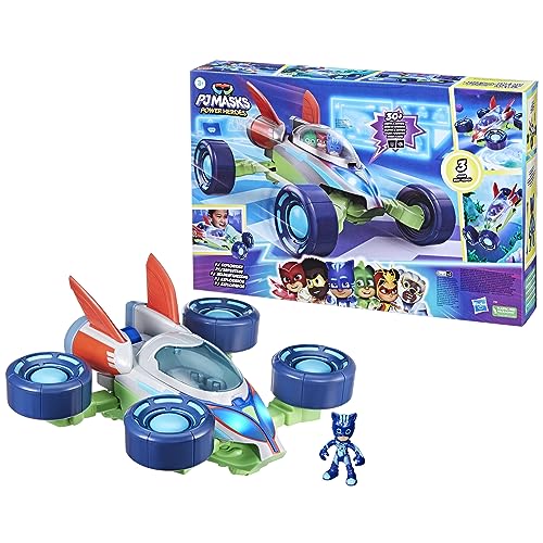 PJ Masks Power Heroes PJ Heldenfahrzeug, umbaubares Heldenblitz Fahrzeug der Powerhelden mit 3 Modi, Lichtern und Sounds von PJ Masks