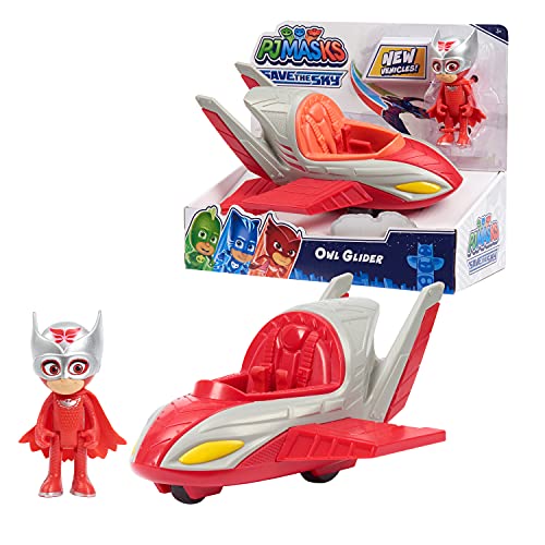 PJ Masks Just Play Save The Sky Eule Glider, 7,6 cm große Eule-Figur und Eulen-Gleiter, Rollenspiel, Kinderspielzeug ab 3 Jahren von PJ Masks