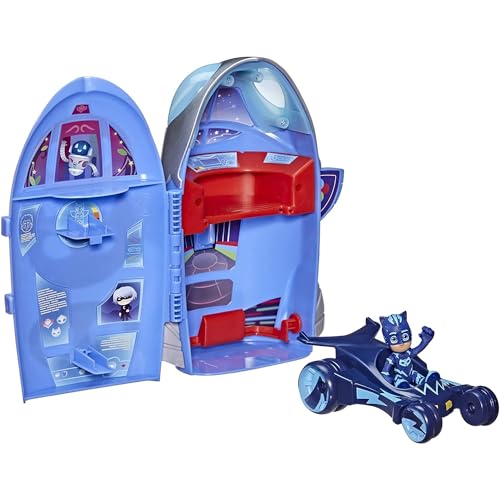 PJ Masks 2-in-1-Hauptquartier Spielset, Hauptquartier und Rakete, Spielzeug für Kinder ab 3 Jahren, enthält Catboy Action-Figur und Katzenflitzer, Multiple von PJ Masks