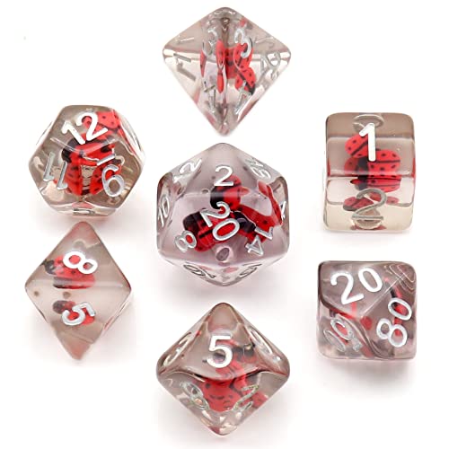 PJOY DND Dice Set 7PCS Resin D&D Polyhedral Dice for TTRPGs Dungeons and Dragons Pathfinder Shadowrun (Ladybug) von PJOY