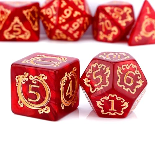 PJOY DND-Würfel-Set, rot, polyedrische D&D-Würfel für Dungeons and Dragons Rollenspiele, TTRPG, DND-Geschenke von PJOY