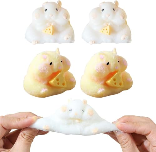 PKKP 4Pcs Cartoon-Hamster Squeeze Toy, Umweltfreundliches Silikon Anti Stress Spielzeug, Squishy Fidget Spielzeug, Sensory Toys, Geschenke für Kinder ab 6 Jahren von PKKP