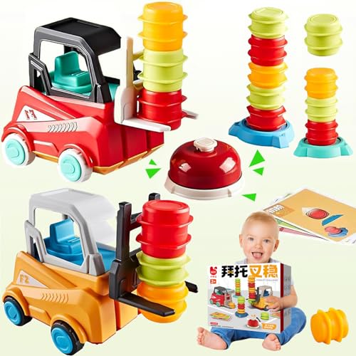 PKKP Gabelstapler Transport Spiel, Engineer Forklift Transport Game, Kinder Gabelstapler-Raserei Spiel, Engineering Truck Gabelstapler Spielzeug, Stapeln Spielzeug Geschenk für Mädchen Jungen von PKKP