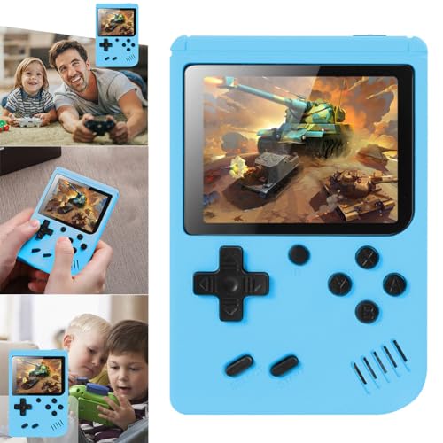 PKKP Handheld-Spielkonsole, Retro-Spielekonsole mit 500 Klassische FC Spiele, Handheld Game Console, Retro Konsole Game Stick für Erwachsener Teenager Geburtstagsgeschenk (Blau-1 Spieler) von PKKP