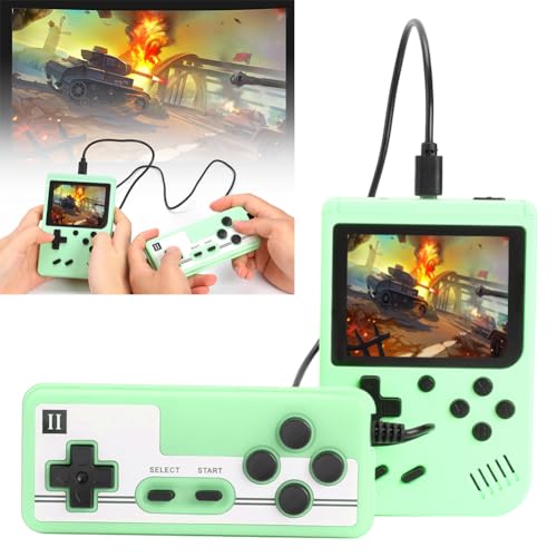 PKKP Handheld-Spielkonsole, Retro-Spielekonsole mit 500 Klassische FC Spiele, Handheld Game Console, Retro Konsole Game Stick für Erwachsener Teenager Geburtstagsgeschenk (Grün-2 Spieler) von PKKP