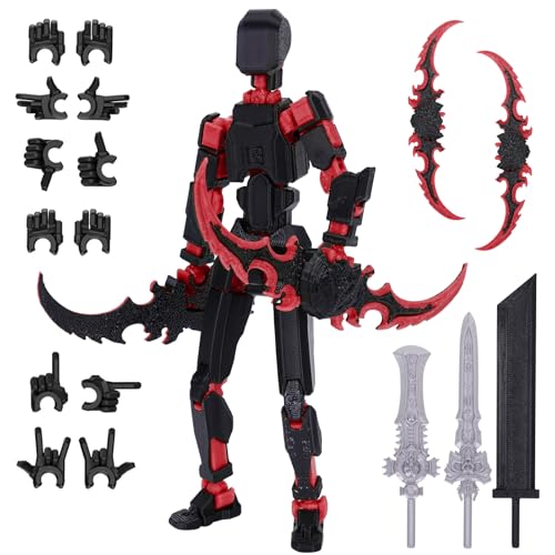 PKKP T13 Action Figure, T13 Action Figures Bereits montiert, 3D-Druck von Beweglichen Figuren mit Mehreren Gelenken, Roboter-Actionfigur, Geschenke Desktop-Dekorationen (Schwarz-Rot) von PKKP