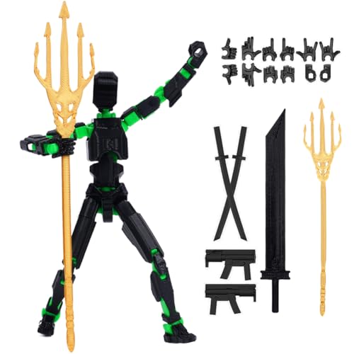 PKKP T13 Action Figure Bereits Montiert, 3D-Druck Von Beweglichen Figuren, Titan 13 Actionfigur mit 6 Waffen 6 Paar Hände, Lucky 13 Roboter-Actionfigur, Action Figures Desktop-Dekorationen (Schwarz-1) von PKKP