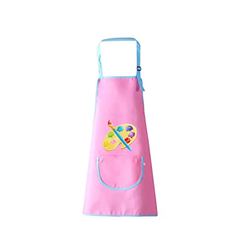 PLABBDPL Malschürze Kinder Verstellbar, 1 Stück Kinder Schürzen Set mit Taschen, Kochschürze Kinder Jungen Mädchen, Verstellbare Kleinkind Kochschürze für Basteln Malen Backen Kochen, Rosa, 5-11 Jahre von PLABBDPL