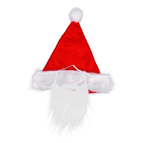 PLAFOPE 1 Satz Falscher Bart Weihnachtsmann-mützen-set Gefälligkeiten Für Weihnachtsfeiern Weihnachtsbedarf Weihnachtsmann Liefert Weihnachtsmann Verkleiden Liefert Baumwolle Und Polyester von PLAFOPE