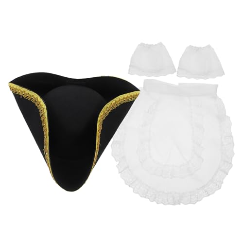 PLAFOPE 1 Set Erwachsene Arm Manschette Piraten Hut Dreispitz Stil Für Cosplay Tricorn Hut Dekorative Karneval Hut Karneval Hut Hüte Für Party von PLAFOPE