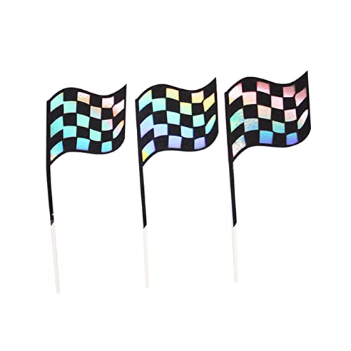 PLAFOPE 18 Stk Cupcake-Verzierung cup cake decoration partydekoration the birthday cake Rennflaggen Design kuchen zubehör Kuchenverzierung Checkered Flag Picks Kuchendekoration von PLAFOPE