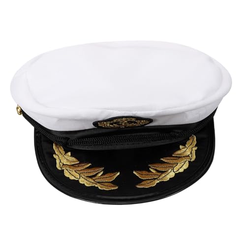 PLAFOPE 1Stk Admiral Kapitäne Marine Kostümmütze Krabbenhüte Erwachsene nautischer Hut Matrosenhut Kapitänsmütze Nautisches Kostüm Matrosen-Yachthut matrosenmützen white cap Marinehut Weiß von PLAFOPE