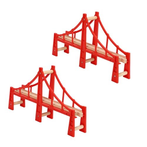 PLAFOPE 2St Spur Puzzles aus Holz Spielzeuge Zug-Hängebrücke Jungs-Spielzeug Holzpuzzle spaß The Pleasure Spielzeugbrücken Hängebrücken Junge Bahn Modell Zubehör Kind Zugbrücke hölzern rot von PLAFOPE