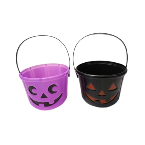 PLAFOPE 2st Kürbis Eimer Süßigkeitenglas Süßigkeitenhalter Für Kinder Süßes Oder Saures Süßigkeiteneimer Halloween-süßigkeiten-Eimer Halloween-süßigkeitsbehälter Mini-kürbis Black Plastik von PLAFOPE