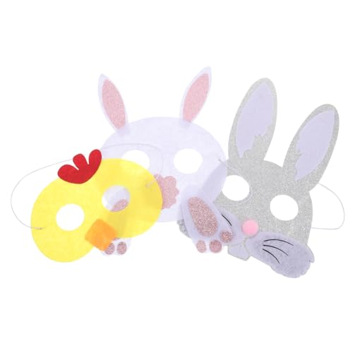 PLAFOPE 3 Stück Cartoon-kaninchen-maske, Osterhase Und Küken, Filzmasken Für Ostern, Party-dekoration, Tiermaske, Ostern, Maskeraden, Masken, Cosplay von PLAFOPE