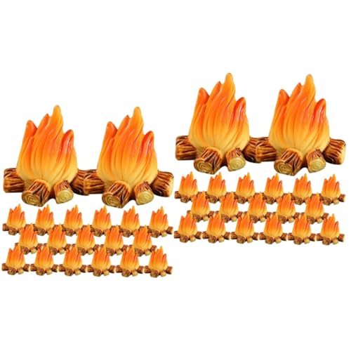 PLAFOPE 40 STK Feuerschmuck Lagerfeuer der Dorfsammlung Fairy Gardens Accessoires Dekor Miniaturen Mini-Töpfe puppenhauszubehör Garden Decor Lagerfeuermodell aus Harz Miniaturdekoration von PLAFOPE