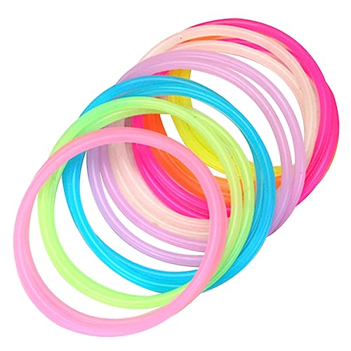 PLAFOPE 50 Stück Silikonarmband leuchtende armbänder Haar Tapes Neon-Armband Bulk-Armbänder für Kinder Glow in The Dark Armbänder für Kinder 80er Accessoires für Frauen Kieselgel von PLAFOPE