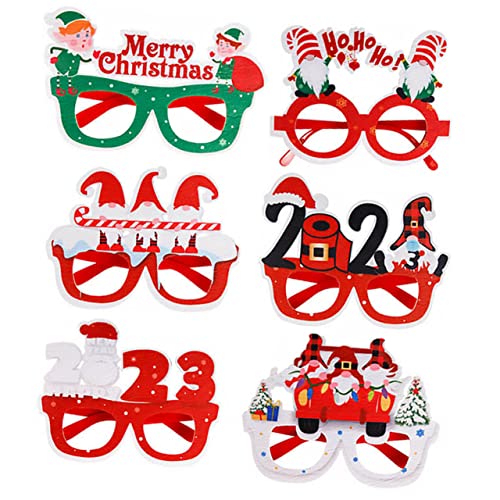 PLAFOPE 6St 2023 Weihnachtsbrille lustige weihnachtsbrille Weihnachtsstrumpffüller kinderferngläser faschingsbrille weihnachtsdeko Gläser für die Weihnachtsfeier Weihnachtsbrille 2023 von PLAFOPE