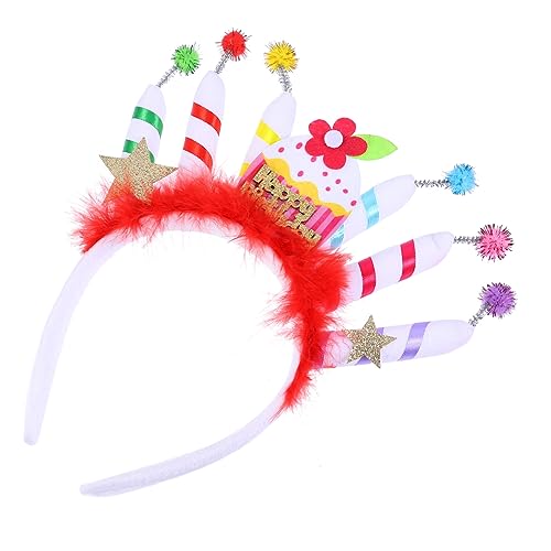 PLAFOPE Geburtstag Stirnband Stirnbänder für Geburtstagsfeiern Geburtstag für Frauen hair accessories for partykleid gebutagsdeko haarschmuck Haarband aus Stoff Kuchen Kerze Haarband von PLAFOPE