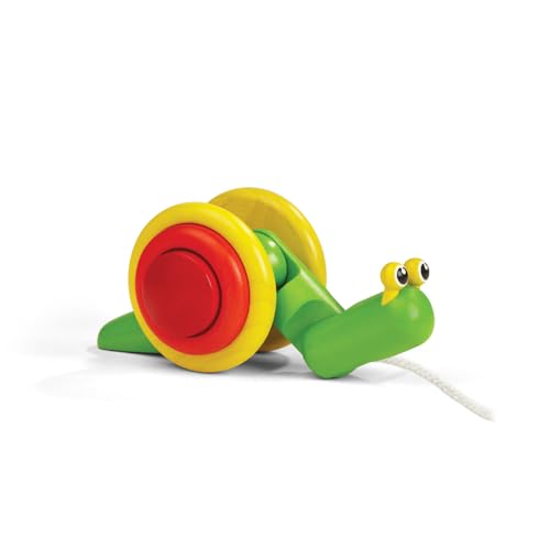 PlanToys Ziehspielzeug Schnecke - Nachziehtiere ab 1 Jahr aus Holz - Nachziehspielzeug Schnecke - Holzspielzeug Baby aus nachhaltiges Holz von PlanToys