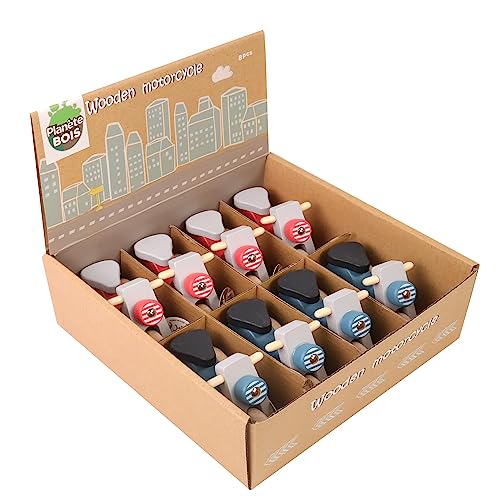 PLANÈTE BOIS 030199PA Pack mit 8 Vintage-Scootern-FSC-030199PA-8 Stück-Mehrfarbig-Holz-Kinderspiel-Freizeit-Kirmes-Zum Sammeln-10 cm x 5 cm-Ab 12 Monaten von PLANÈTE BOIS