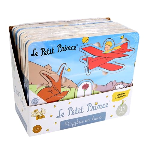 PLANÈTE BOIS 865003PA Pack mit 12 Puzzles-Lernspiel-Der kleine Prinz-865003PA-5 Teile-Mehrfarbig-Holz-Kinderspiel-Kinderpuzzle-21,5 cm x 17,5 cm-Ab 18 Monaten von PLANETE BOIS