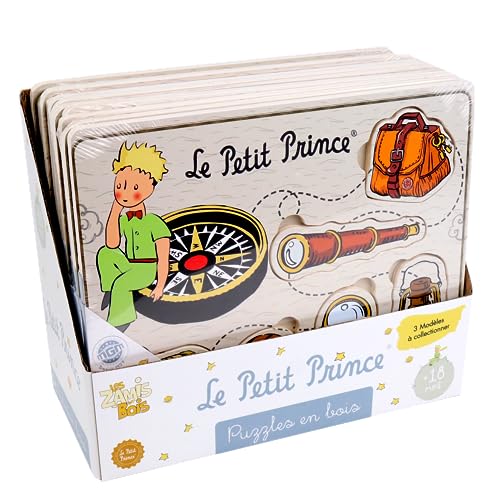 PLANÈTE BOIS - Pack mit 12 Flieger-Puzzles - Lernspiel - Der kleine Prinz - 865004PA - 6 Teile - Mehrfarbig - Holz - Kinderspiel - Kinderpuzzle - 21,5 cm x 17,5 cm - Ab 18 Monaten. von PLANÈTE BOIS