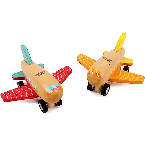 PLANÈTE BOIS 030144A Planete Bois PLANÈTE BOIS-Flugzeug-FSC-030144A-1 Stück-Zufällige Farbe-Holz-Kinderspiel-Freizeit-Zum Sammeln-9 cm x 5 cm-Ab 18 Monaten von PLANÈTE BOIS