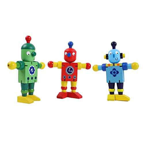 PLANETE BOIS 030169 Planète Bois BOIS-Gelenkroboter-FSC-030169-1 Stück-Zufallsmodell-Holz-Kinderspiel-Freizeit-Zum Sammeln-9 cm x 5 cm-Ab 3 Jahren, Mehrfarbig von PLANETE BOIS