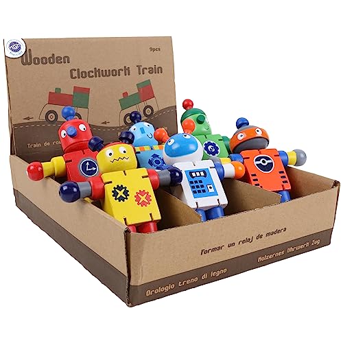 PLANÈTE BOIS 030169PA Pack mit 12 Gelenkrobotern-FSC-030169PA-12 Stück-Mehrfarbig-Holz-Kinderspiel-Freizeit-Kirmes-Zum Sammeln-9 cm x 5 cm-Ab 3 Jahren von PLANETE BOIS