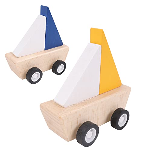 PLANÈTE BOIS 030198 Segelboot mit Reibungsrückstoß-FSC-030198-1 Stück-Zufällige Farbe-Holz-Kinderspiel-Freizeit-8 cm x 5 cm-Ab 18 Monaten, mehrfarbig von PLANETE BOIS