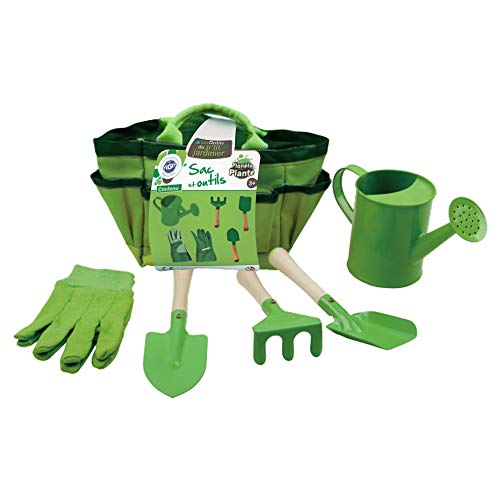 PLANETE PLANTE - 6-teiliges Gartentasche-Set - Gartenwerkzeuge - 170064 - Metall - Garten - Natur - Pflanze - Blumen - Schaufel - Rechen - Gießkanne - Handschuh - Kinderspiel - Ab 3 Jahren von PLANETE PLANTE