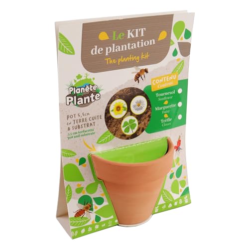 PLANETE PLANTE - Ton Topf und Pflanzensamen - Gartenset - 170071 - Terrakotta - Garten - Natur - Pflanze - Blumen - Kinderspiel - Ab 3 Jahren von PLANÈTE PLANTE