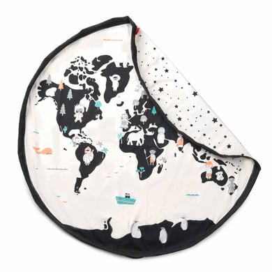 play&go® Spielmatte 2-in-1 Worldmap black/white ⌀ 140 cm von PLAY & GO